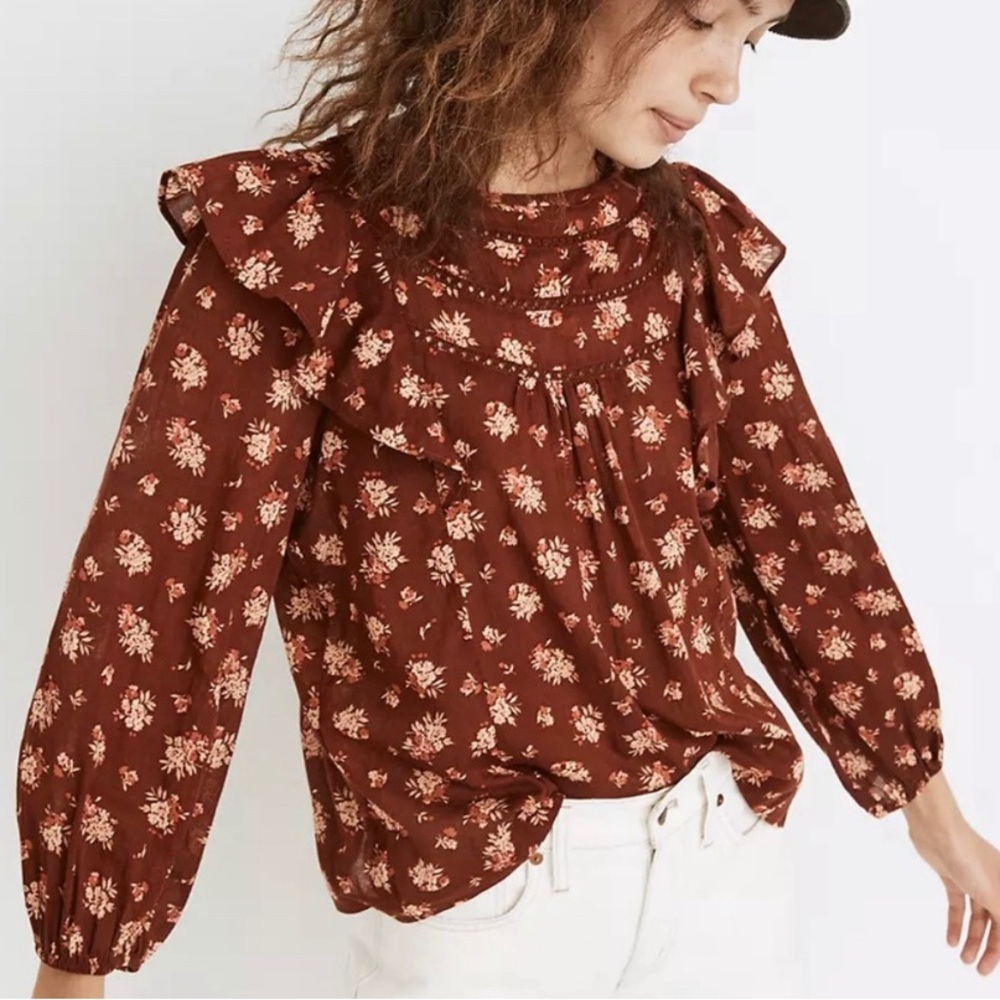 Madewell Ladder Trim Ruffle Top in Homestead Bouquet